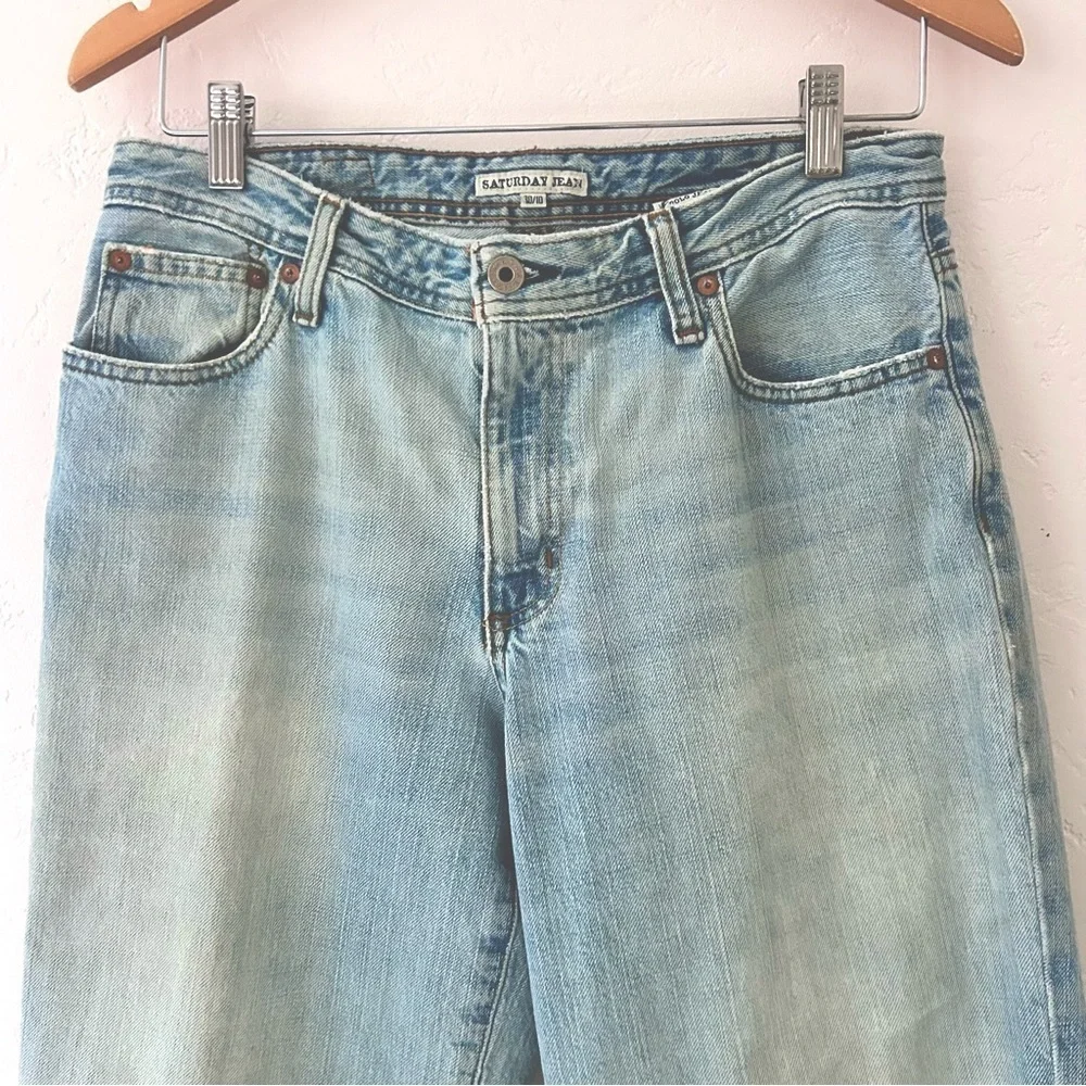 POLO RALPH LAUREN Vintage 90s/Y2K Straight Leg Mid-rise Light Wash Crop Jeans 10